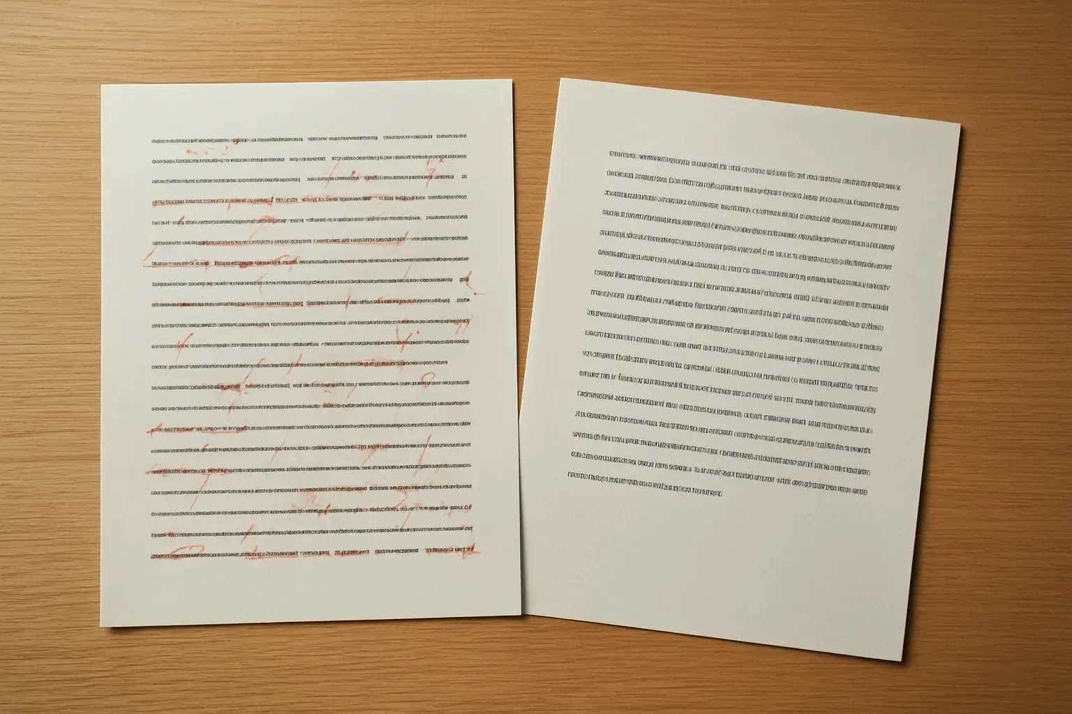Close-up of an annotated manuscript page with proofreading marks.